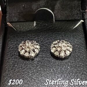 Elegant Diamond and Silver Stud Earrings
